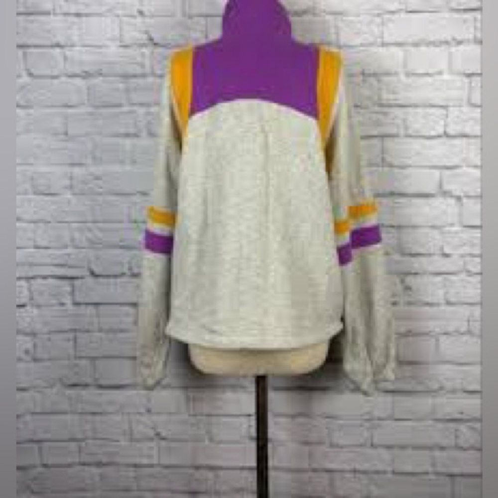 Free People Movement Colorblock Half Zip Oversized Pullover Gray Sweatshirt Med - Picture 7 of 9